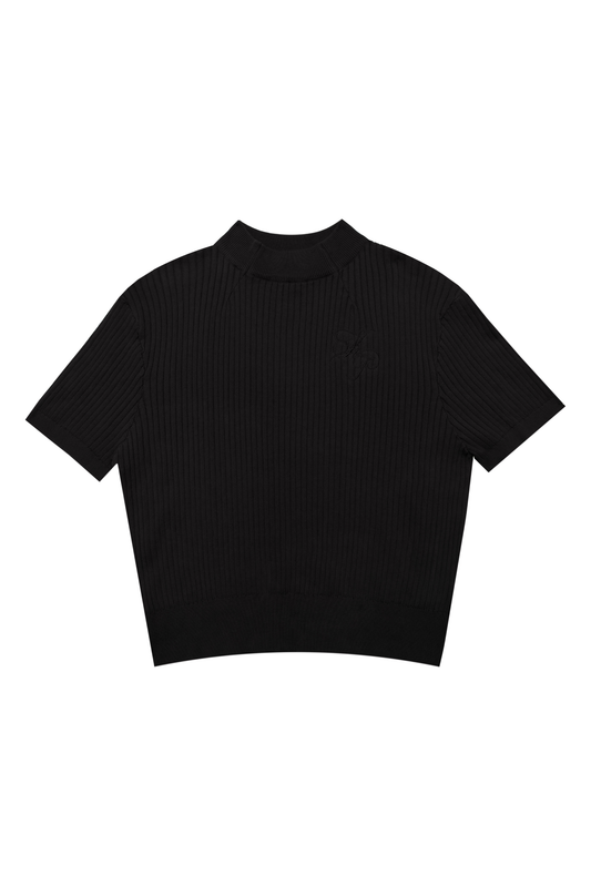 Mock Neck Tee - Black