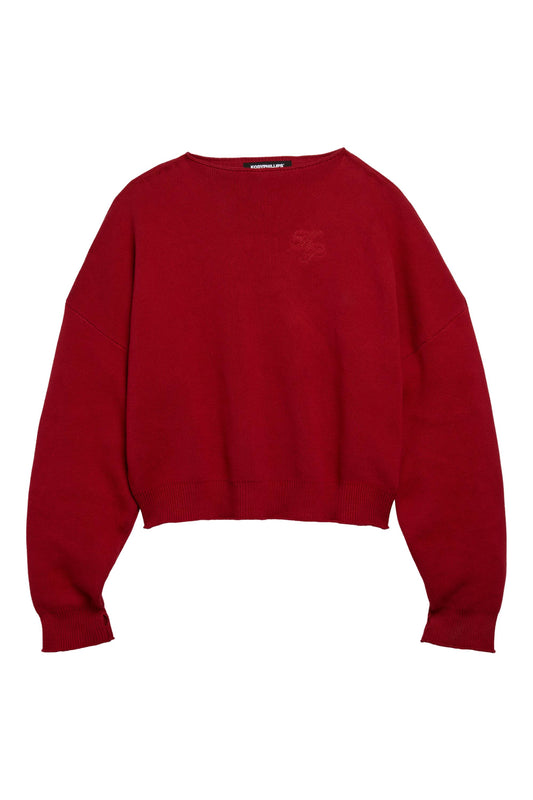 Boat Neck Sweater- Wine Burgundy