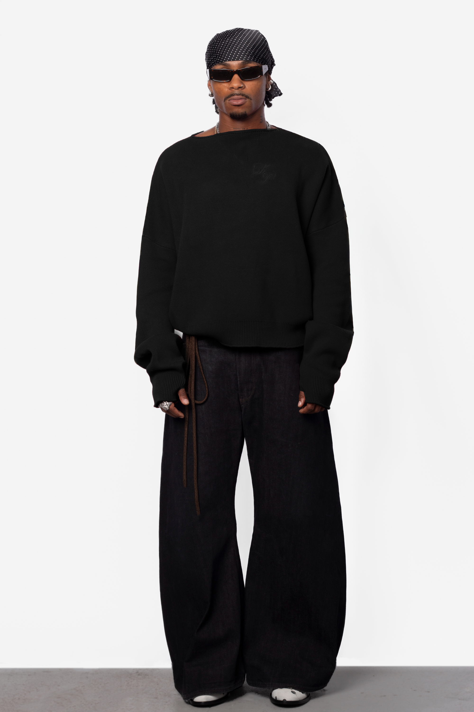 Boat Neck Sweater- Black