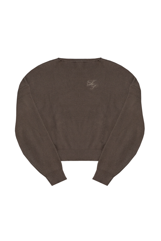 Boat Neck Sweater- Soot