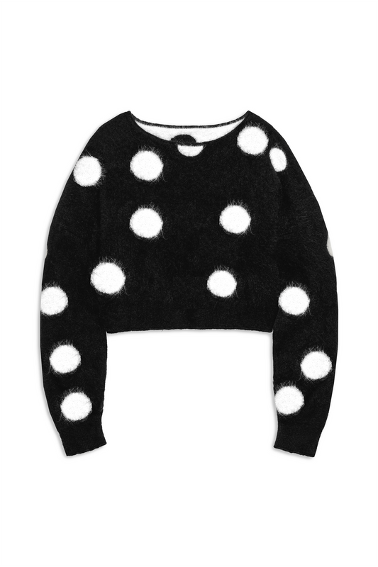 Boat Neck Sweater- Polka Dot