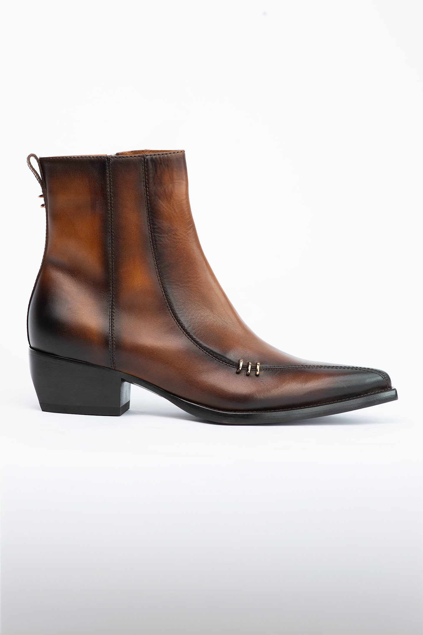 POINTED LEATHER BOOT - BROWN