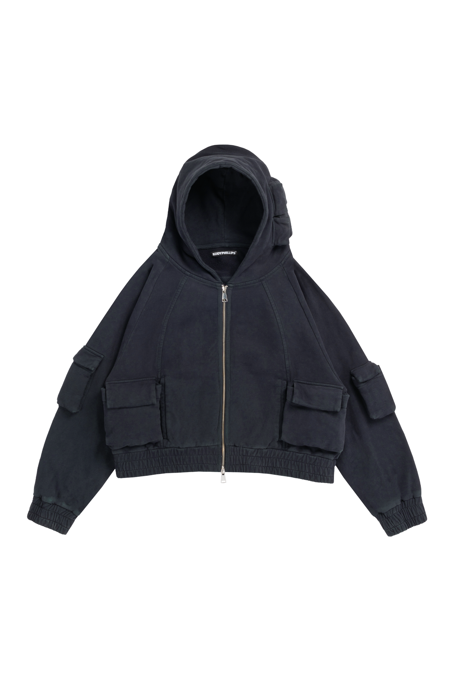 Zip Up Cargo Hoodie- NAVY
